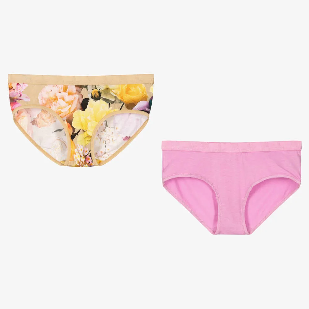 Girls Beige & Pink Knickers (2 Pack)