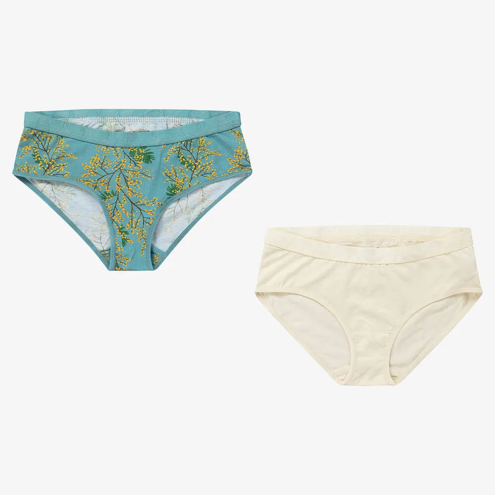 Girls Ivory & Blue Knickers (2 Pack)