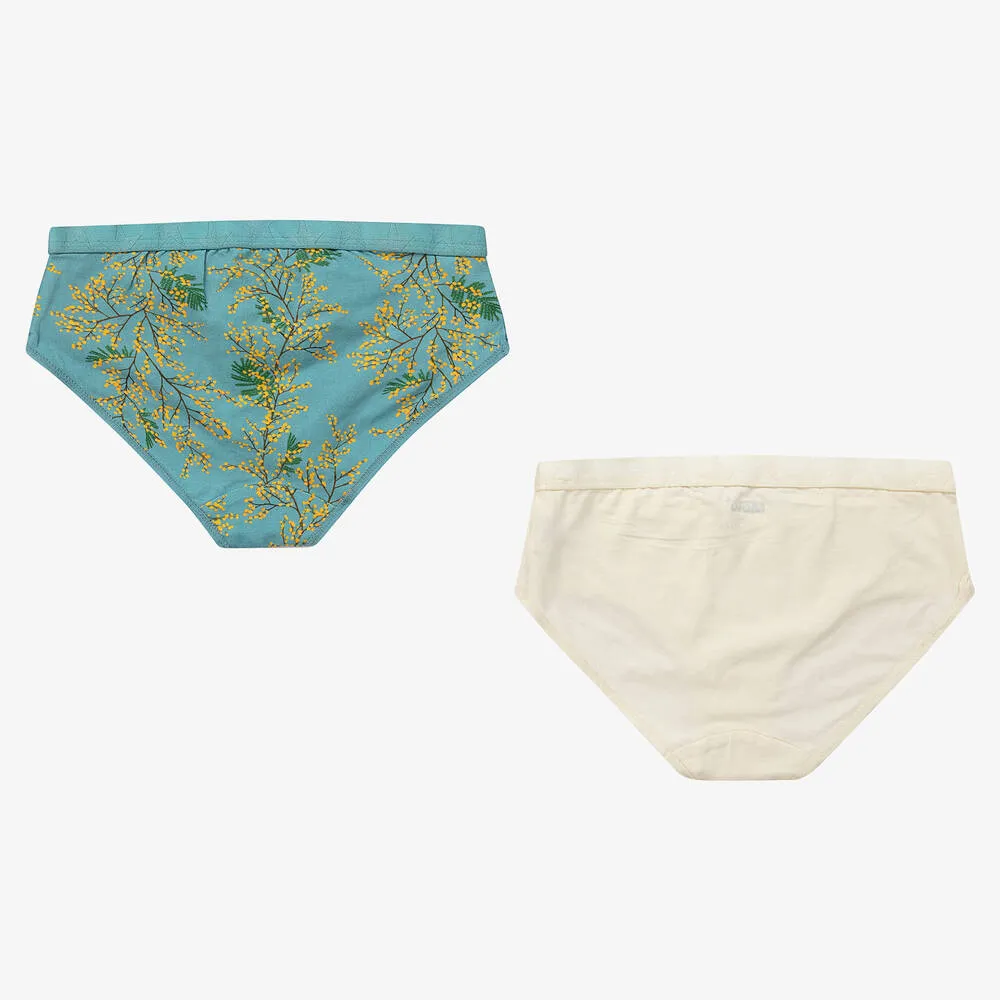 Girls Ivory & Blue Knickers (2 Pack)