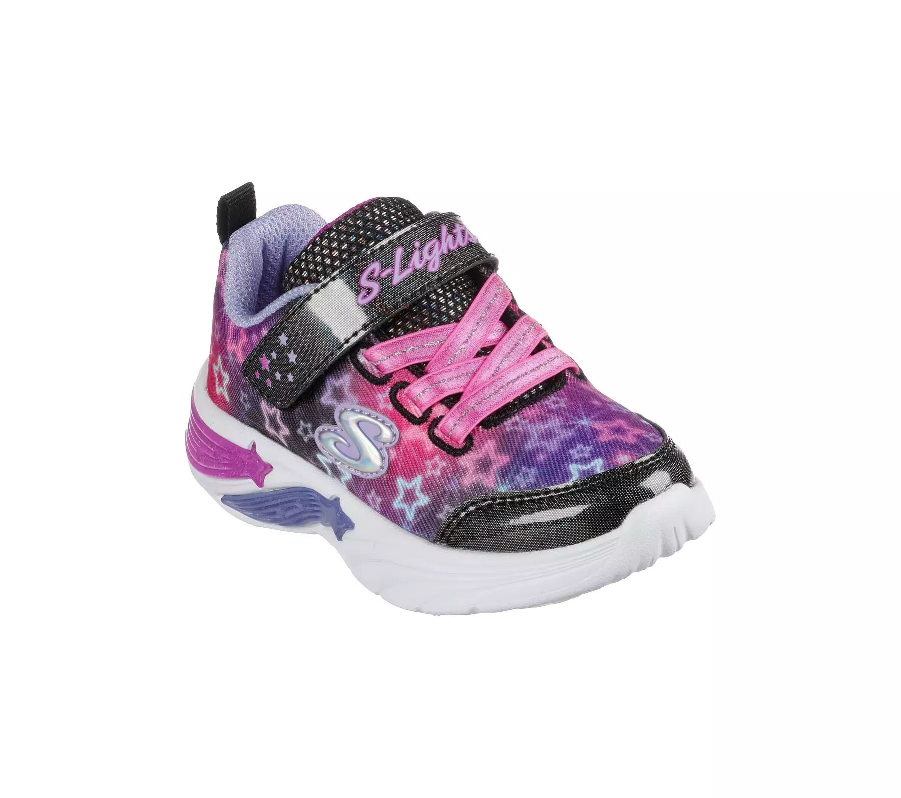 Girls Skechers Trainers Black Multi Strap Light Up Star Sparks 302324N/BKMT