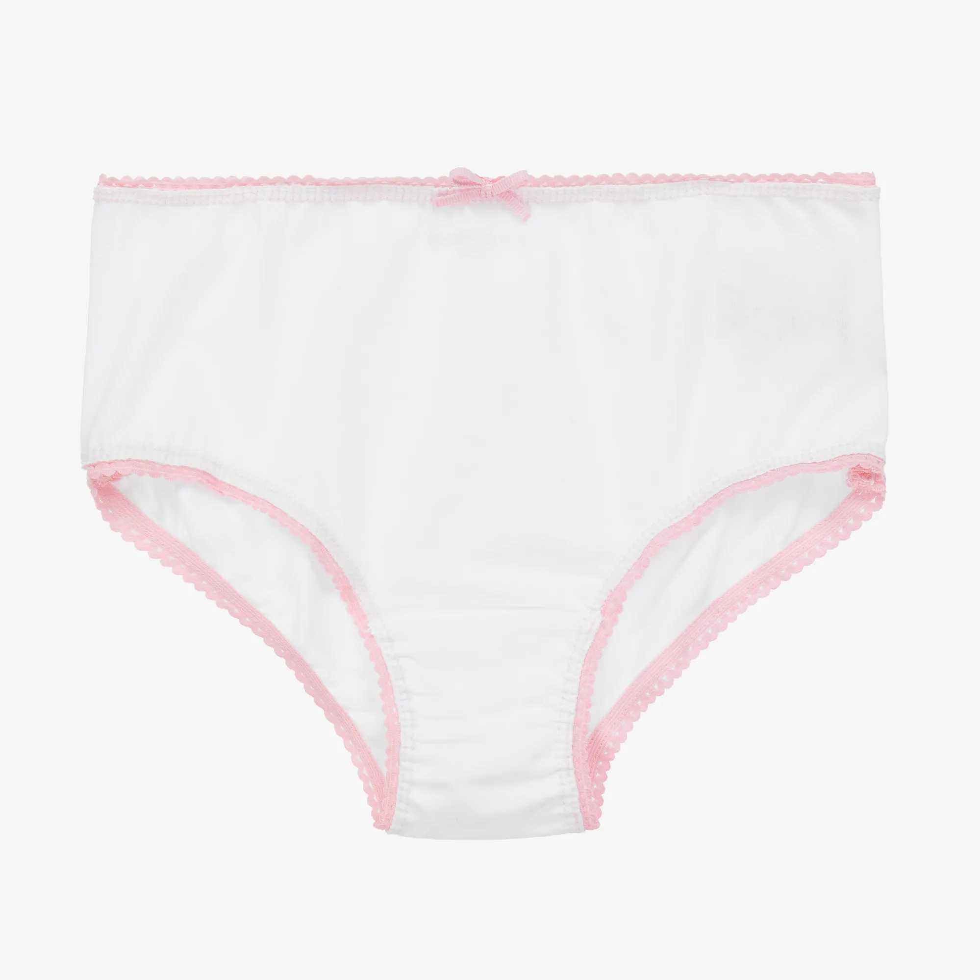 Girls White & Pink Cotton Knickers (5 Pack)