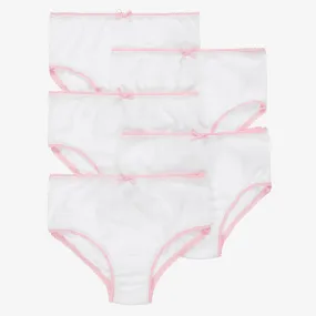 Girls White & Pink Cotton Knickers (5 Pack)