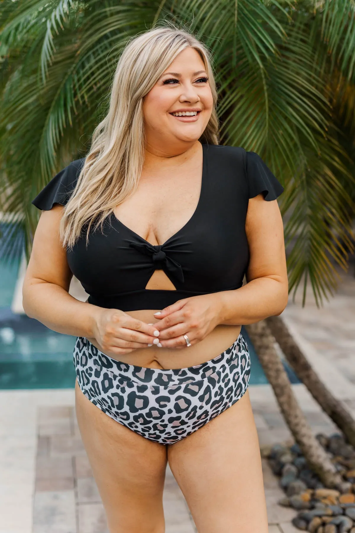 Going On A Retreat Mid-Rise Swim Bottoms- Leopard