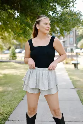 Gold Glitter Ruffle Shorts