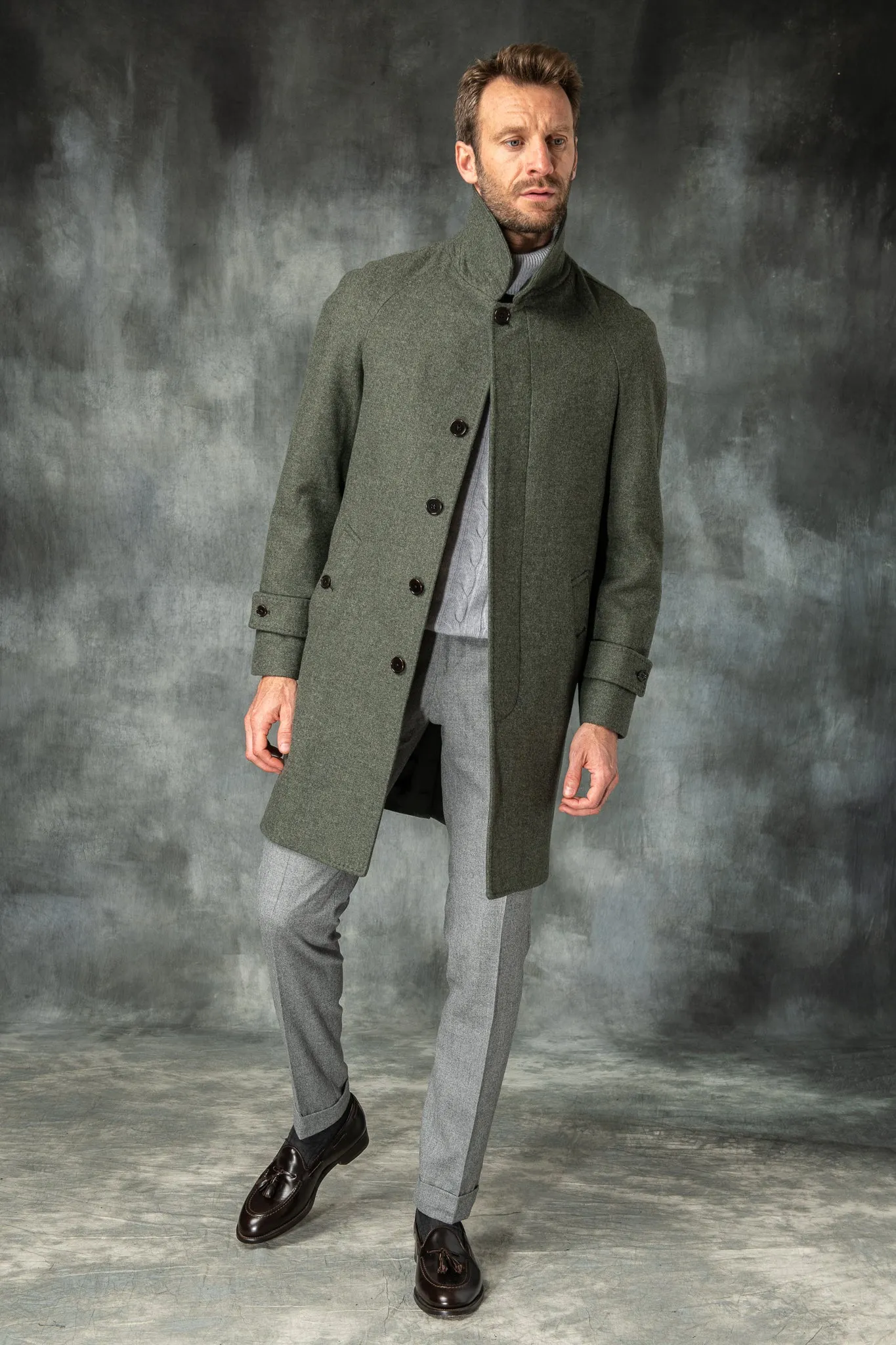 Green raglan coat – Made in Italy