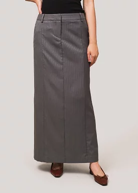 Grey Pinstripe All-Day Maxi Skirt