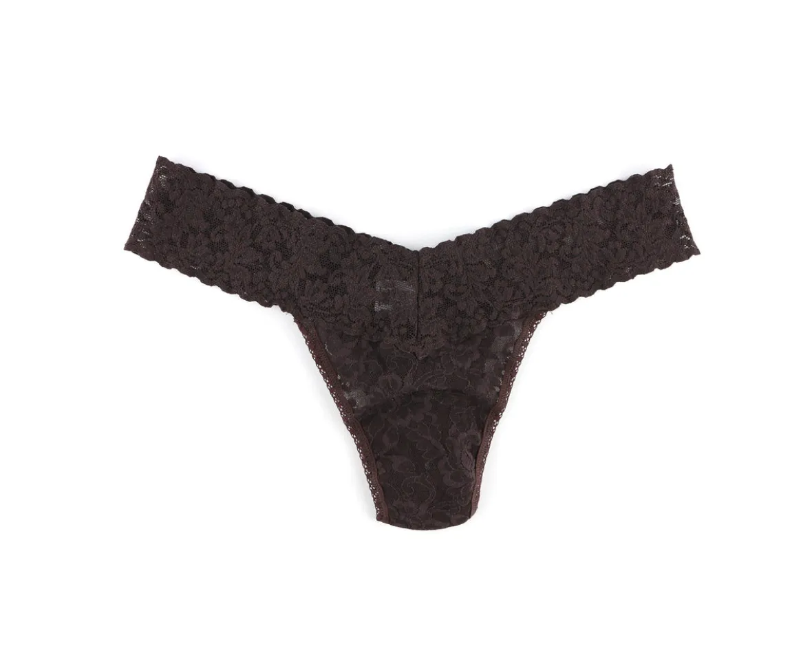 HANKY PANKY SIGNATURE LACE LOW RISE THONG CHOCOLATE NOIR