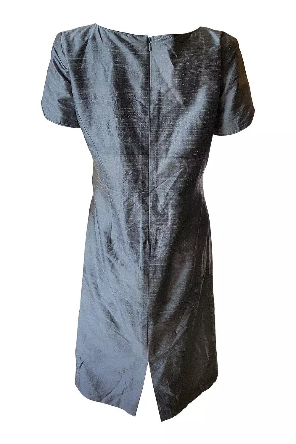 HAYLEY J Metallic Silver Short Sleeved Shift Dress (M/L)