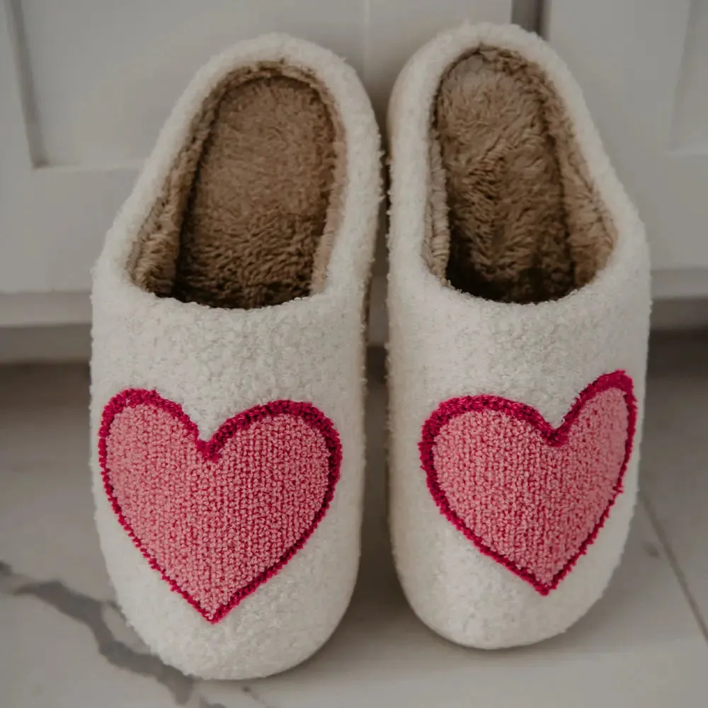 Heart Fuzzy Slippers