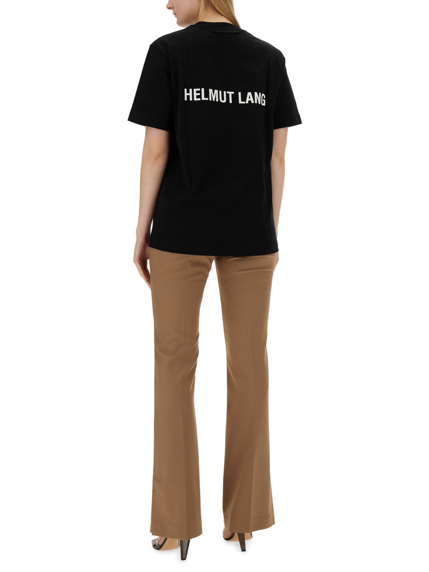 HELMUT LANG    COTTON JERSEY T-SHIRT WITH LOGO PRINT