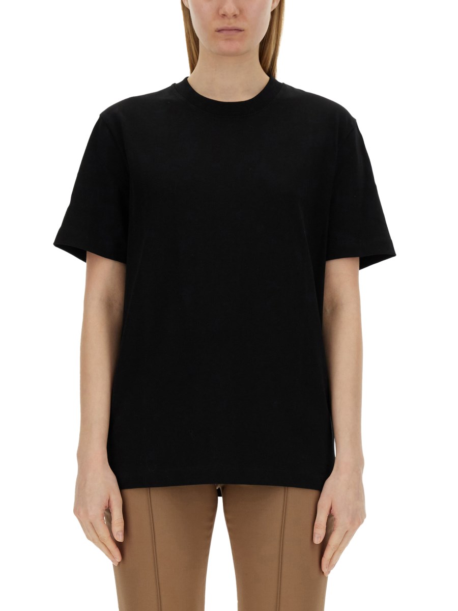 HELMUT LANG    COTTON JERSEY T-SHIRT WITH LOGO PRINT