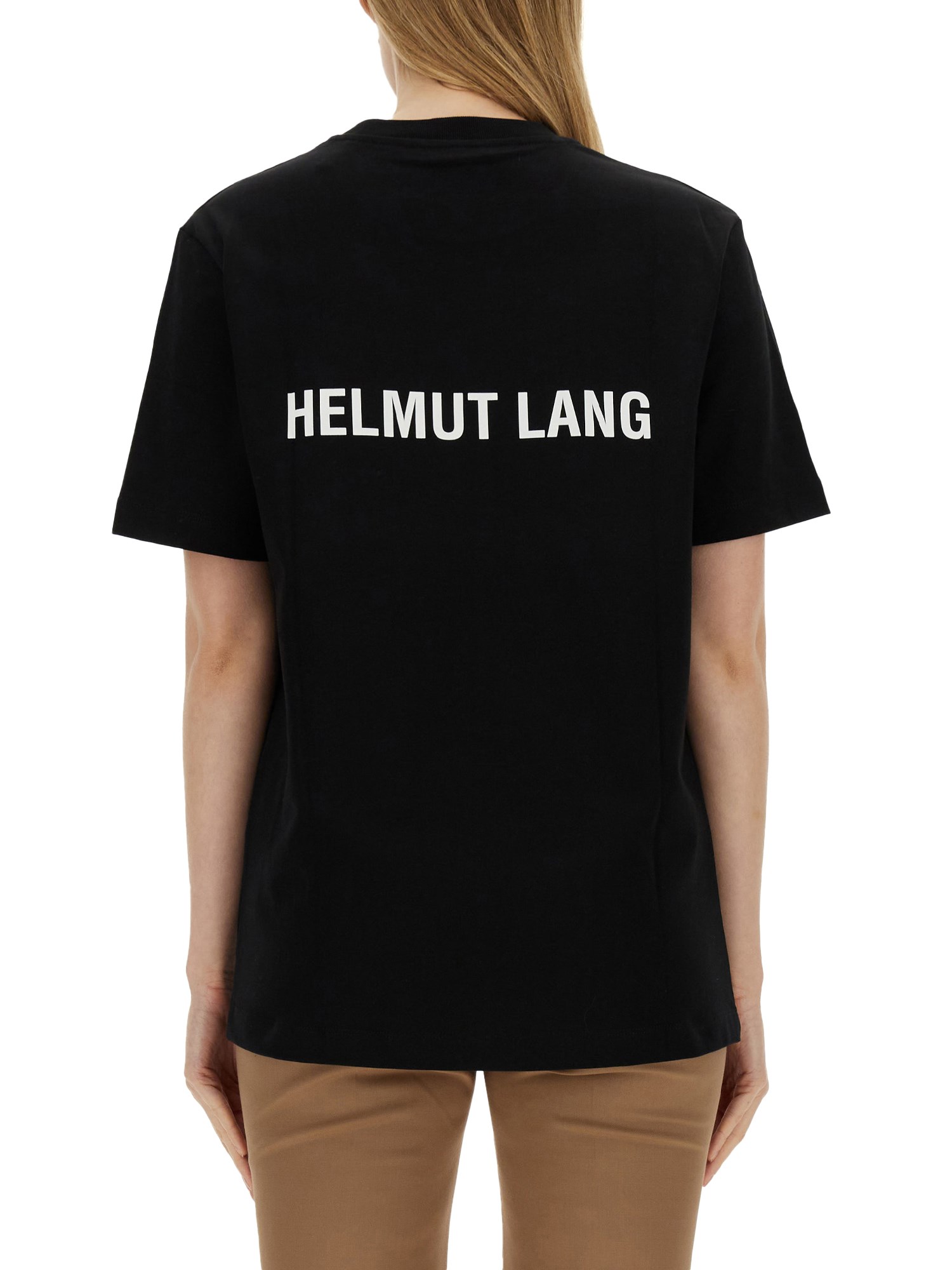 HELMUT LANG    COTTON JERSEY T-SHIRT WITH LOGO PRINT