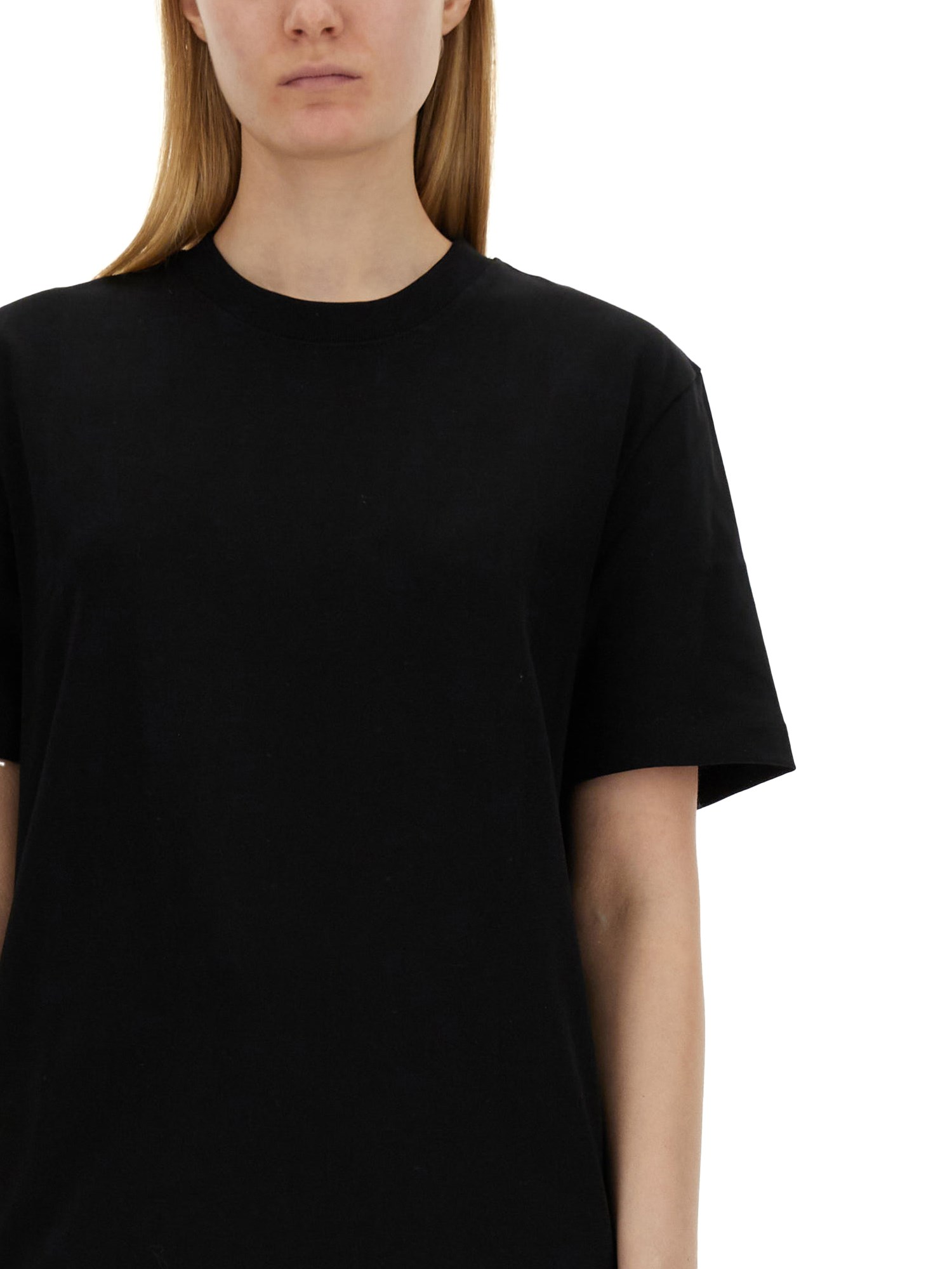 HELMUT LANG    COTTON JERSEY T-SHIRT WITH LOGO PRINT