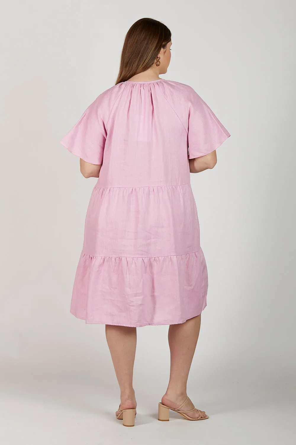 Ismay Linen Dress in Peony