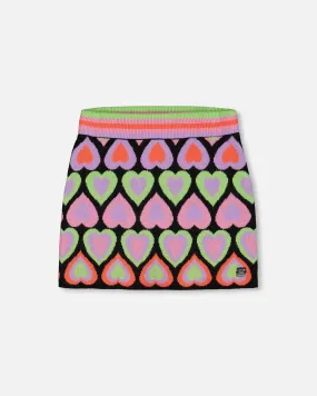 Jacquard Hearts Skirt Multicolor