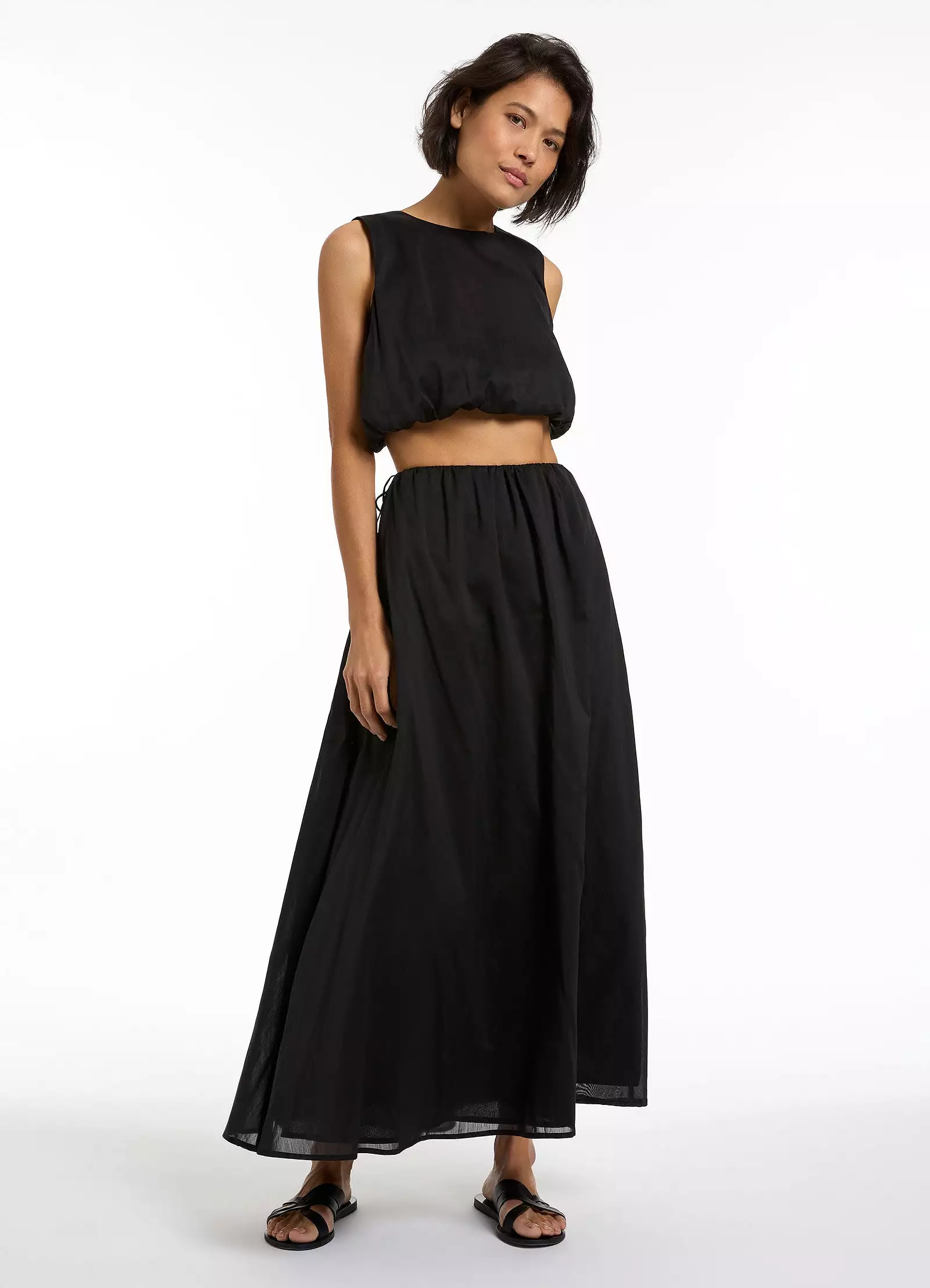 Jetset Gathered Maxi Skirt - Black