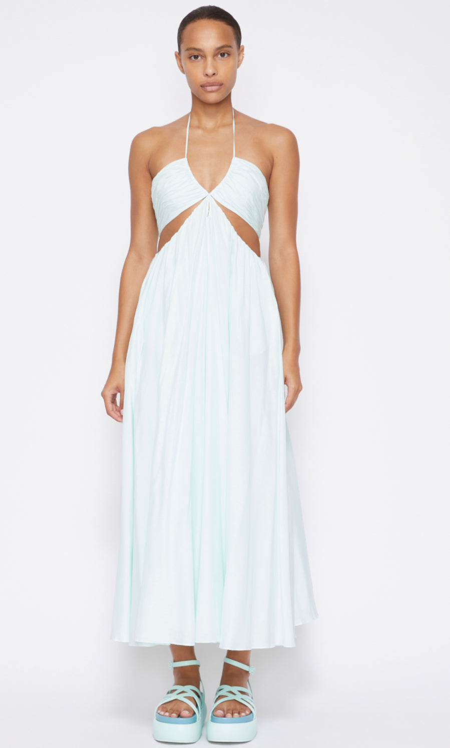 Jonathan Simkhai - Anita Pearl Trim halter midi Dress - Seafoam