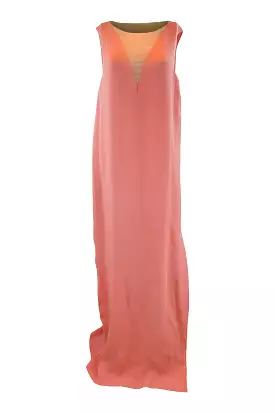 LANVIN Pink 100% Silk Sleeveless Robe Longue Maxi Shift Dress (T.40)