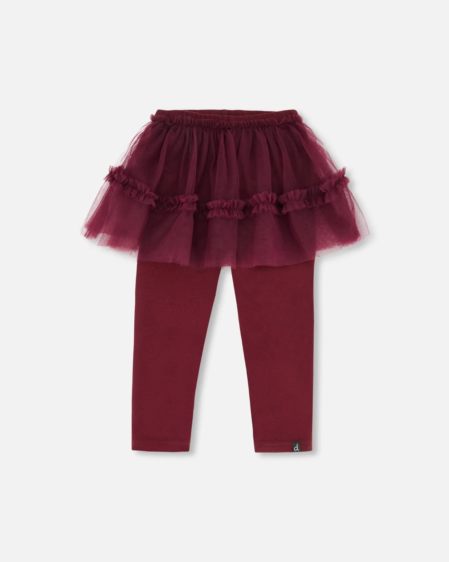 Leggings With Tulle Skirt Burgundy