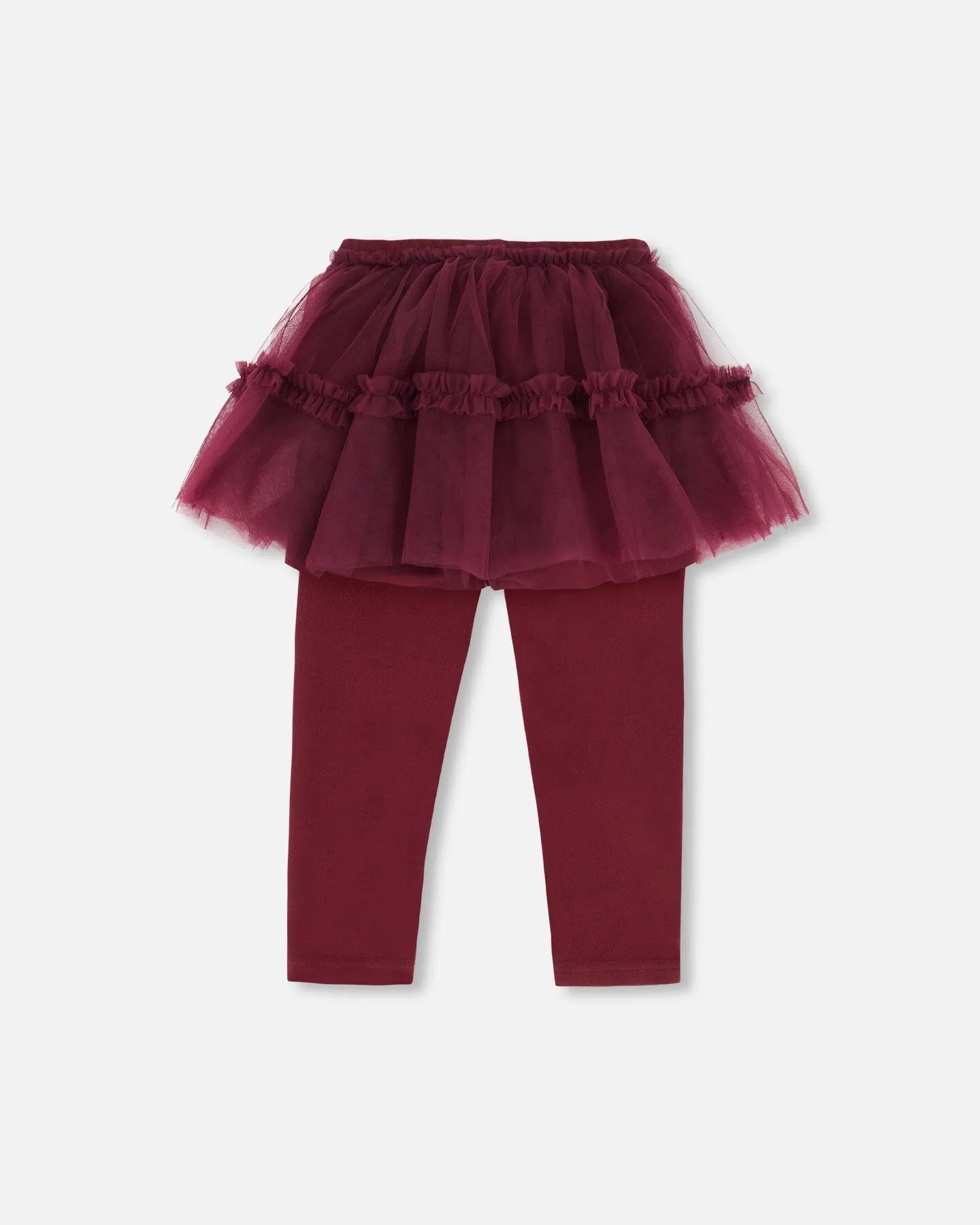 Leggings With Tulle Skirt Burgundy