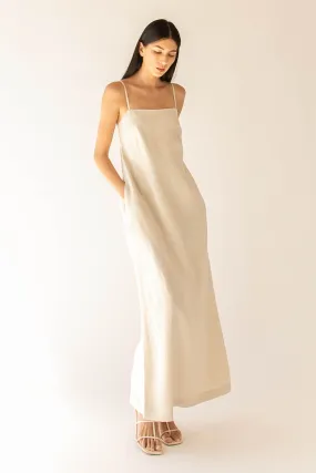 LINEN BLEND MAXI DRESS