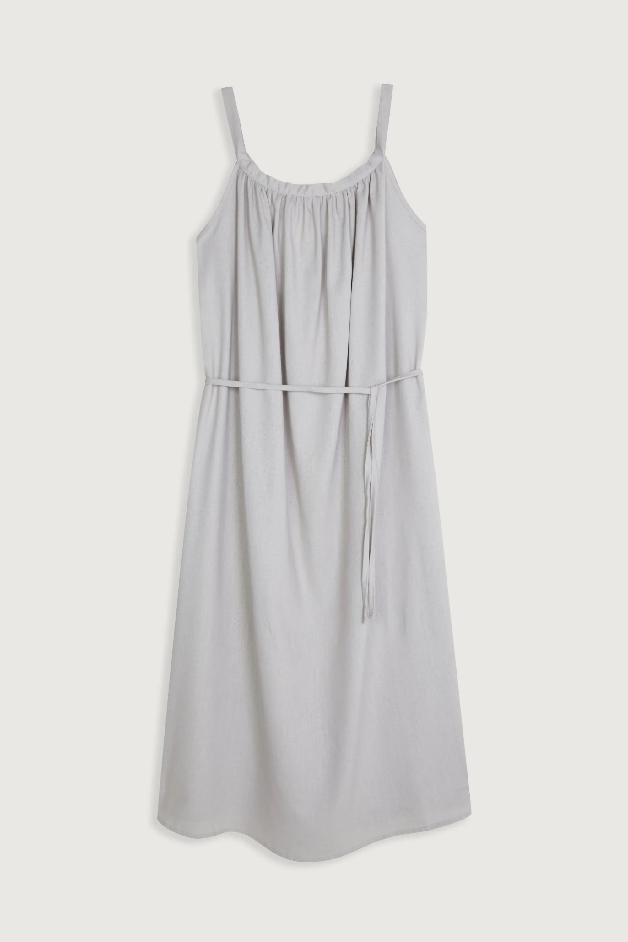 LINEN BLEND MIDI DRESS