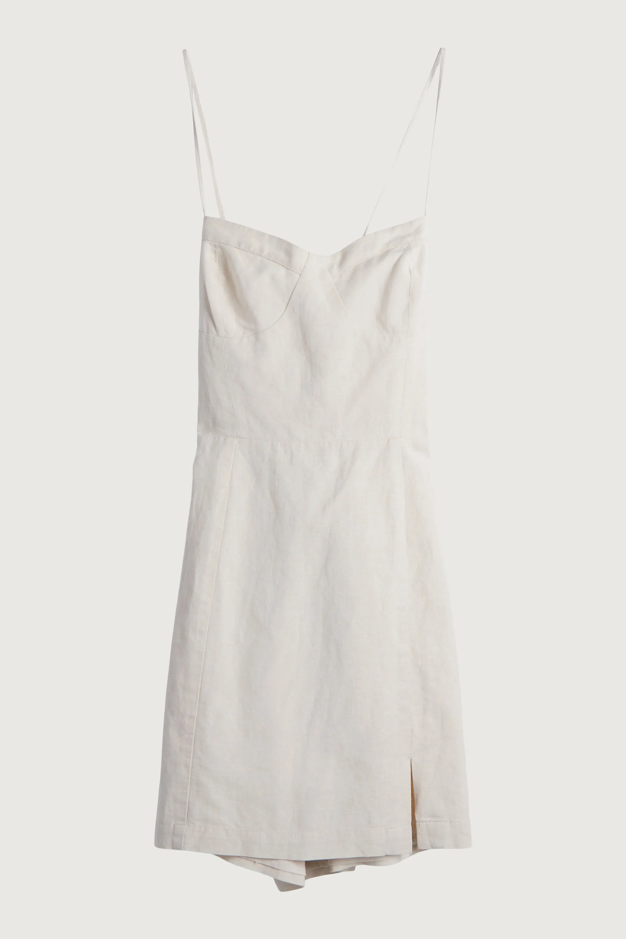 LINEN BLEND OPEN BACK MINI DRESS