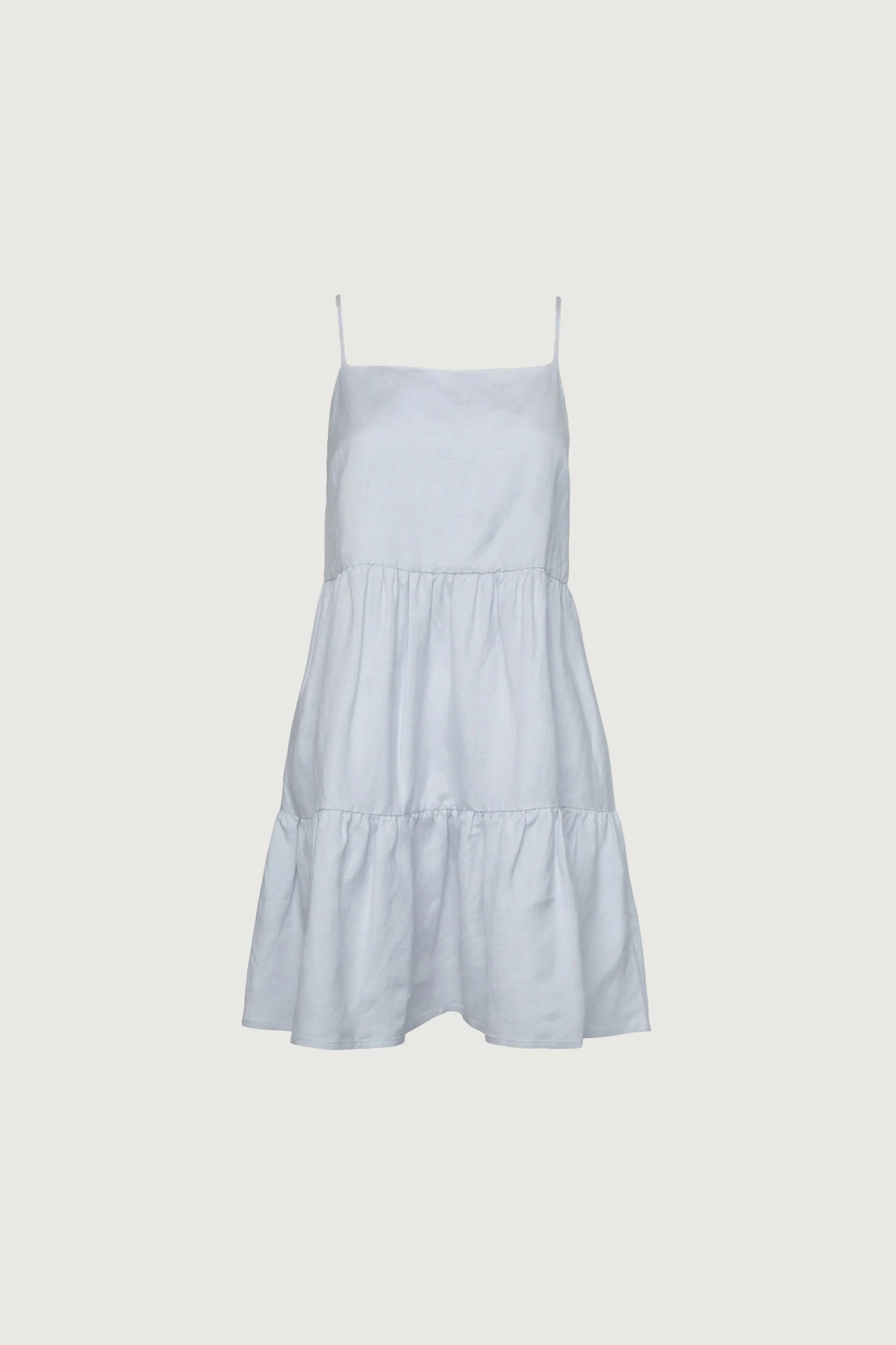 LINEN BLEND TIERED MINI DRESS