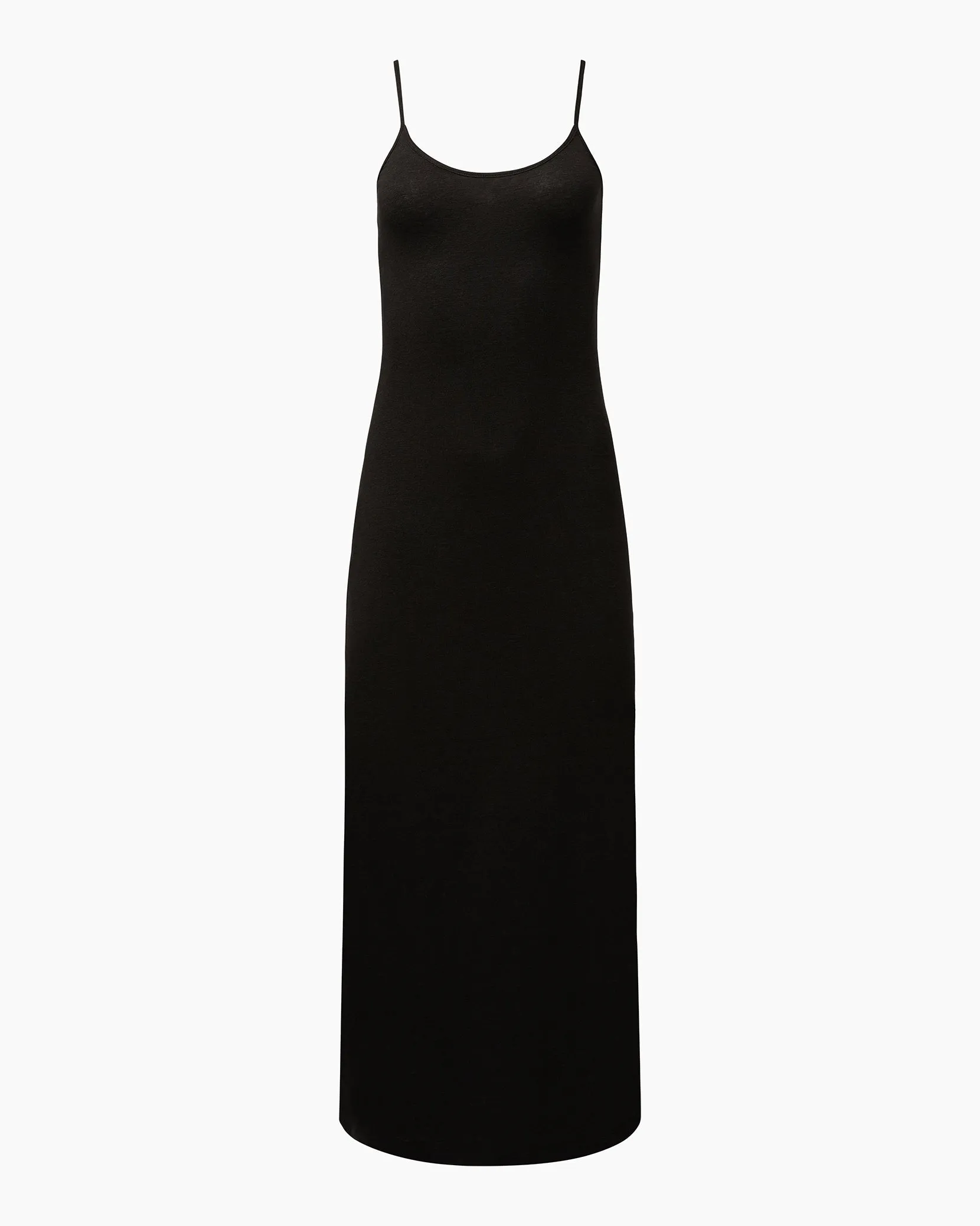 Linen Jersey Scoop Maxi Dress | Black