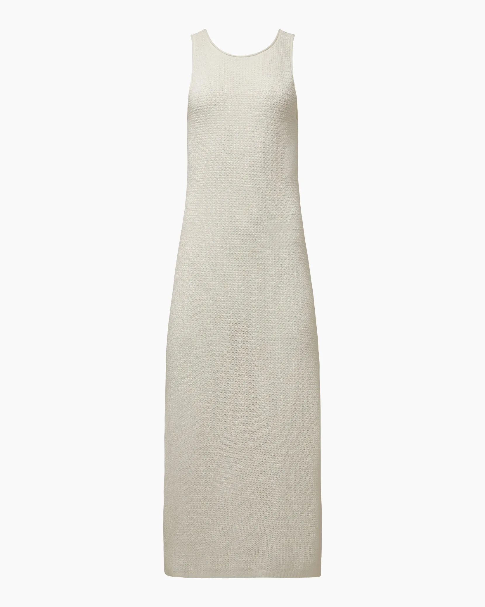 Linen Knit Cowl Back Maxi Dress | White