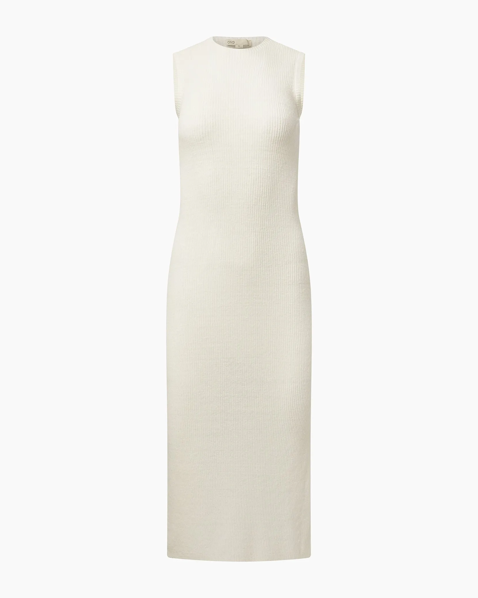 Linen Rib Tank Midi Dress | White