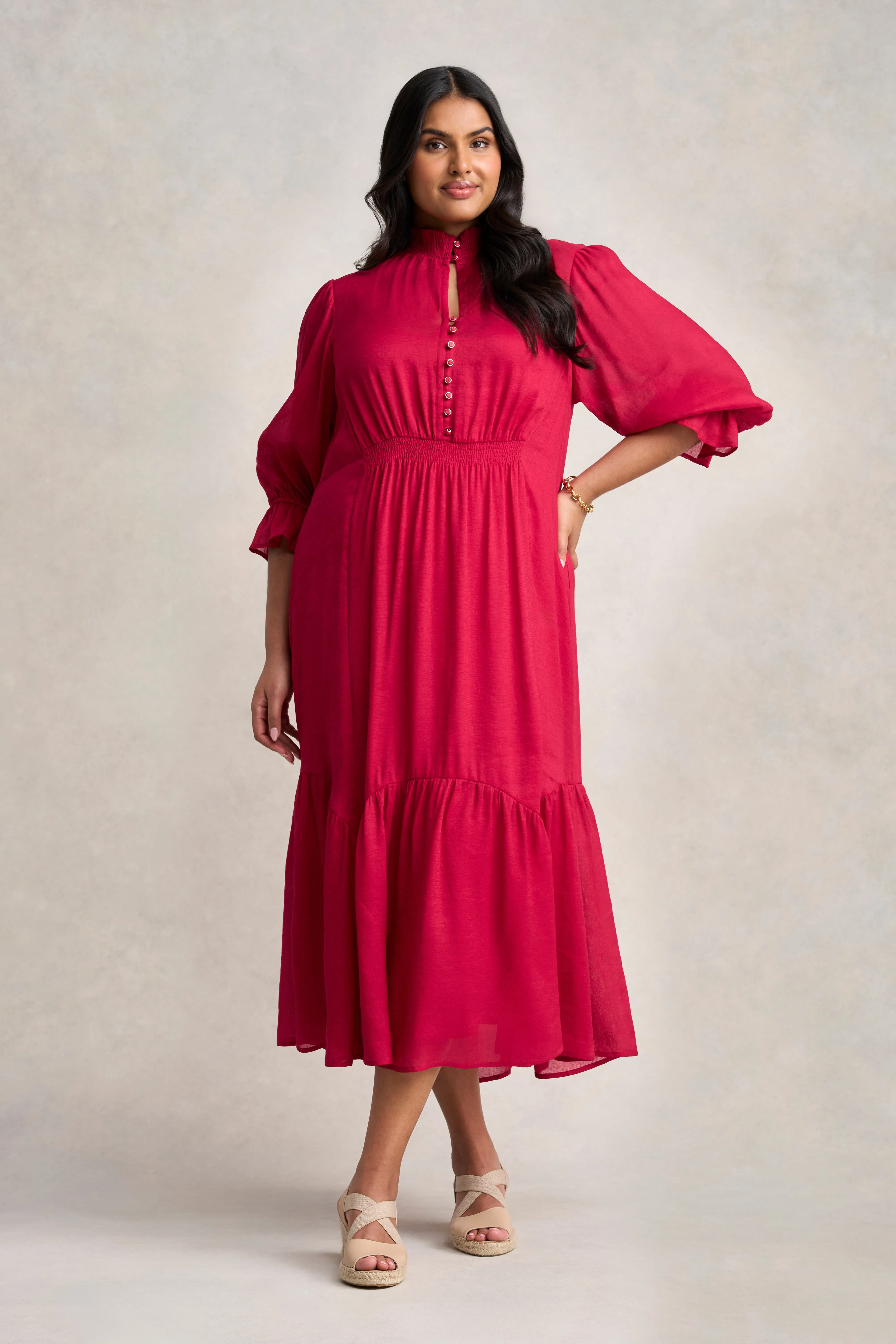 Linen Silk Tier Dress