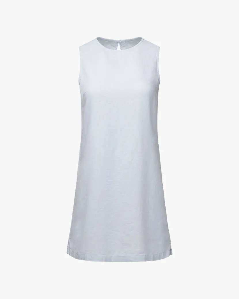 Linen Slit Shift Dress | Light Blue