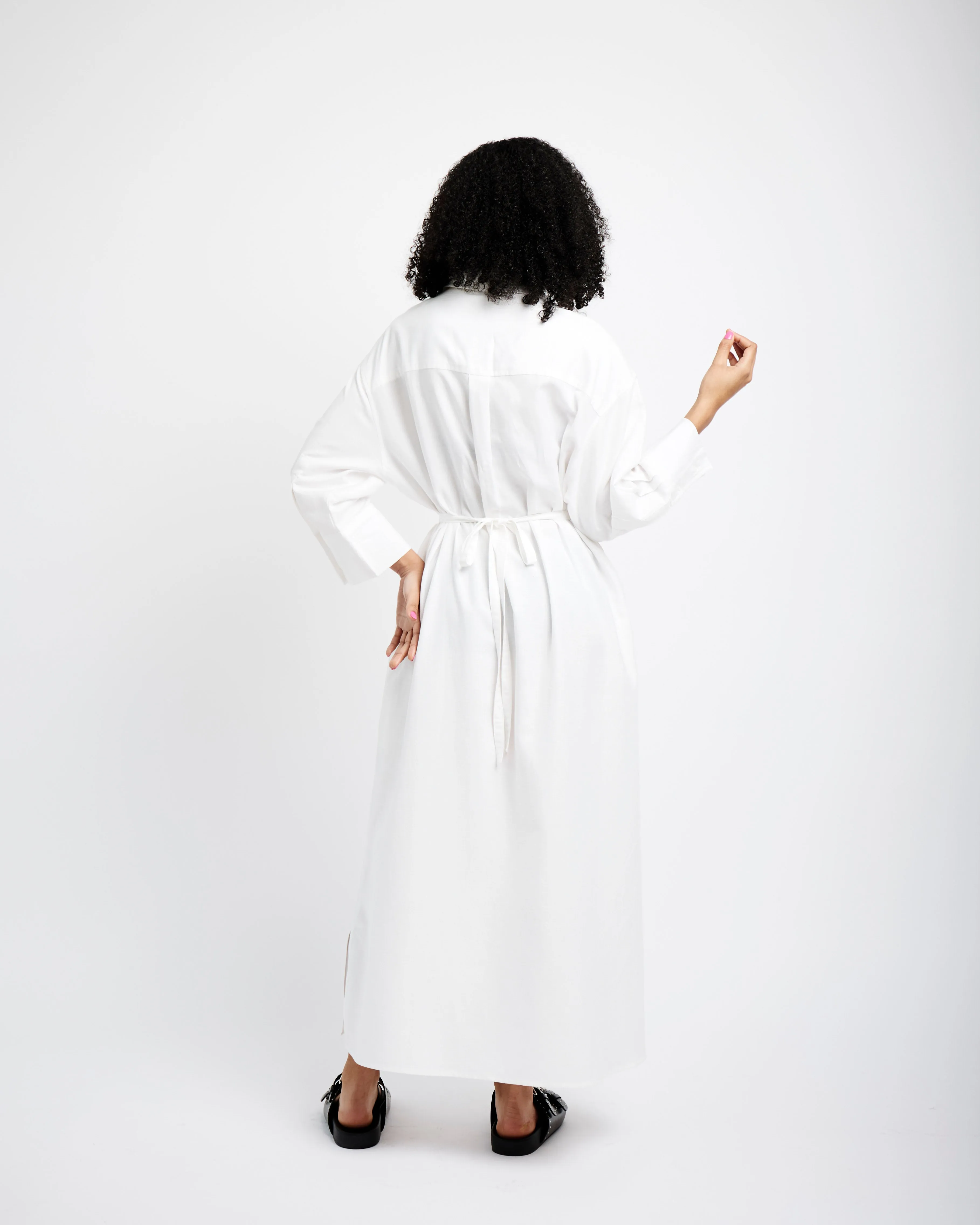 Linen Tunnel Shirt Dress in White