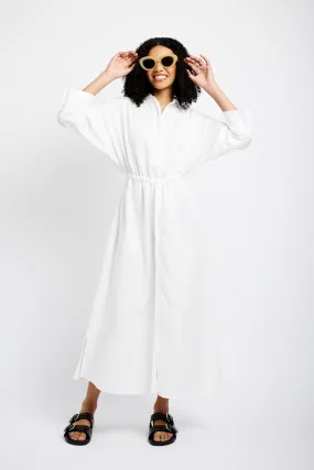 Linen Tunnel Shirt Dress in White