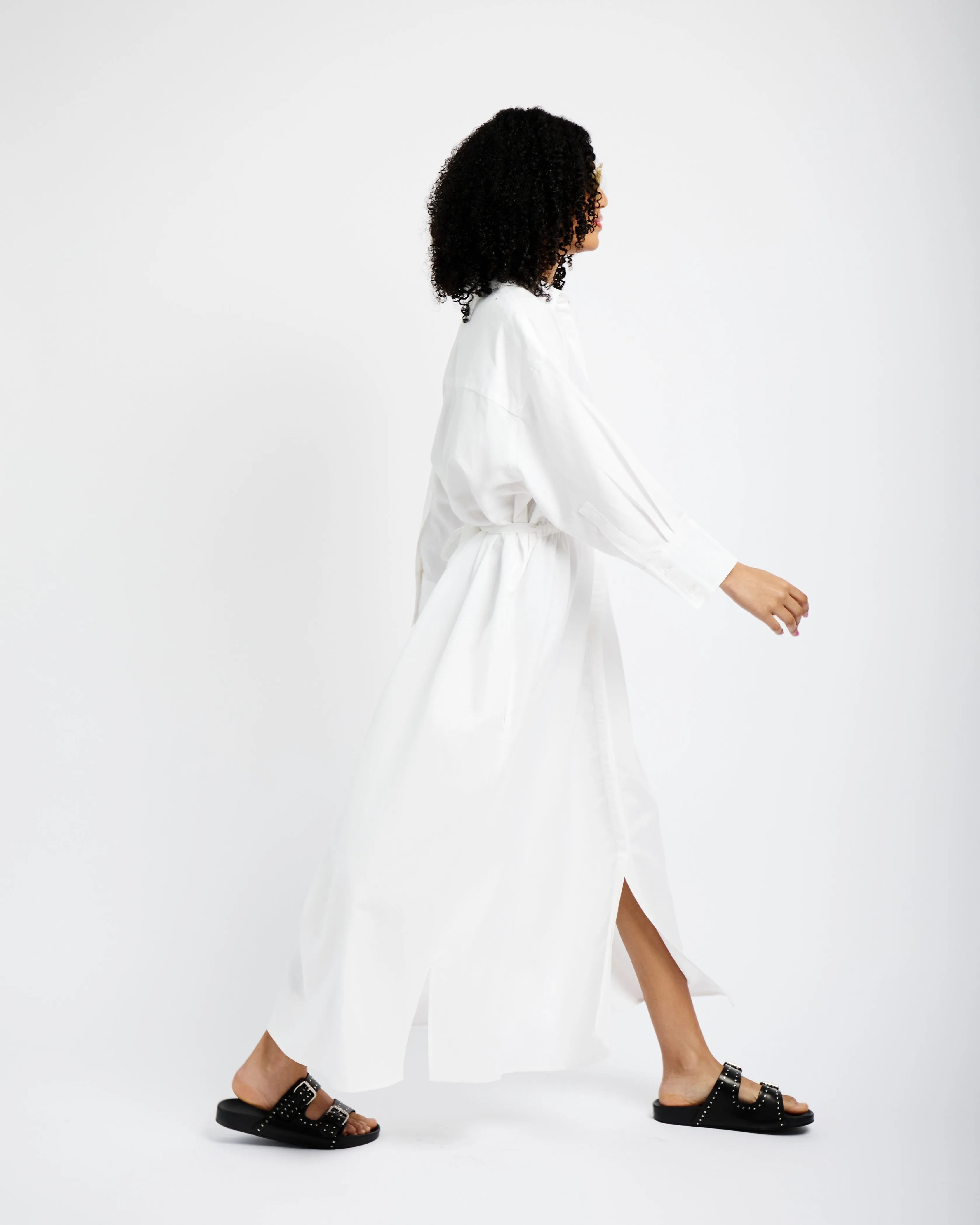 Linen Tunnel Shirt Dress in White