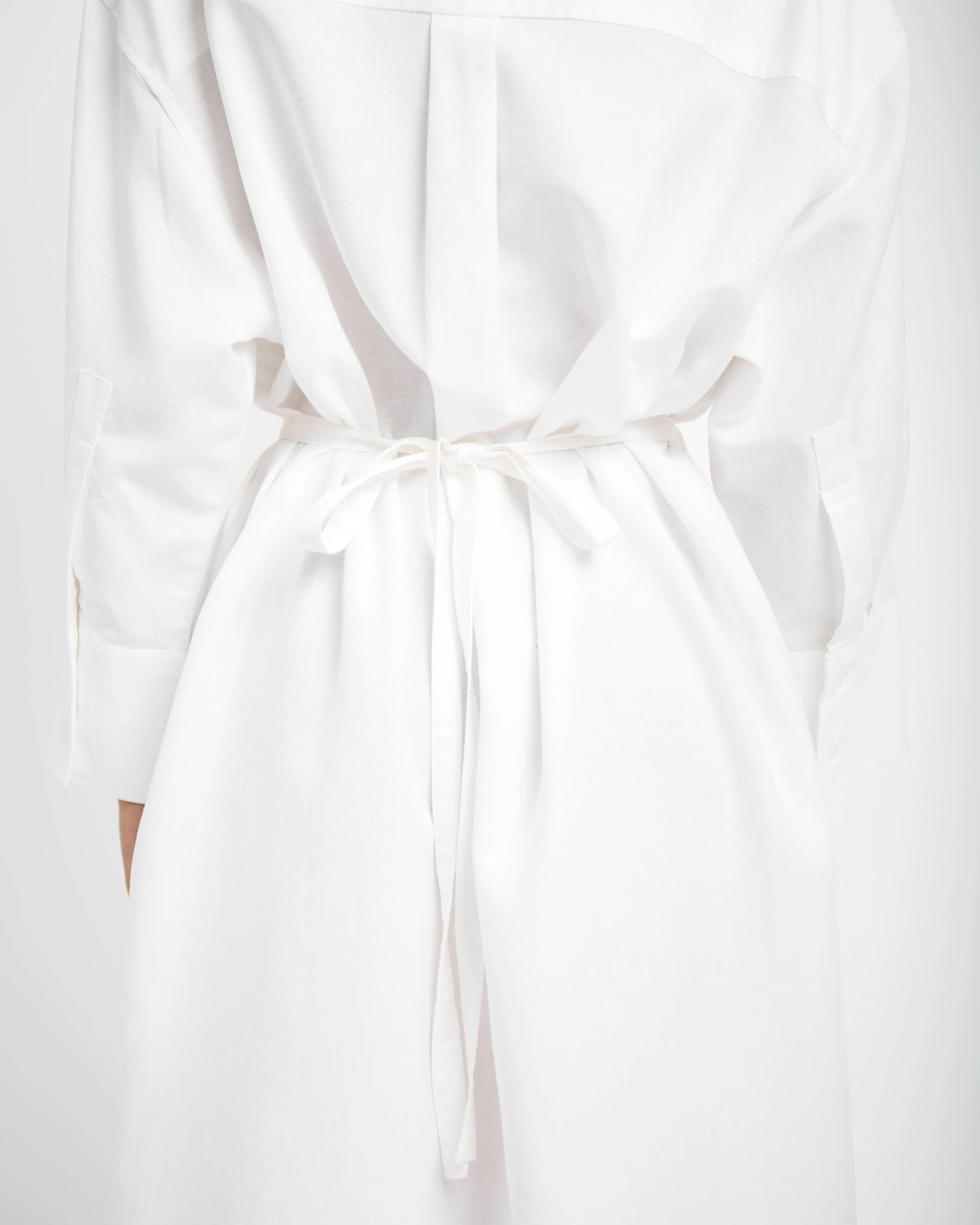 Linen Tunnel Shirt Dress in White