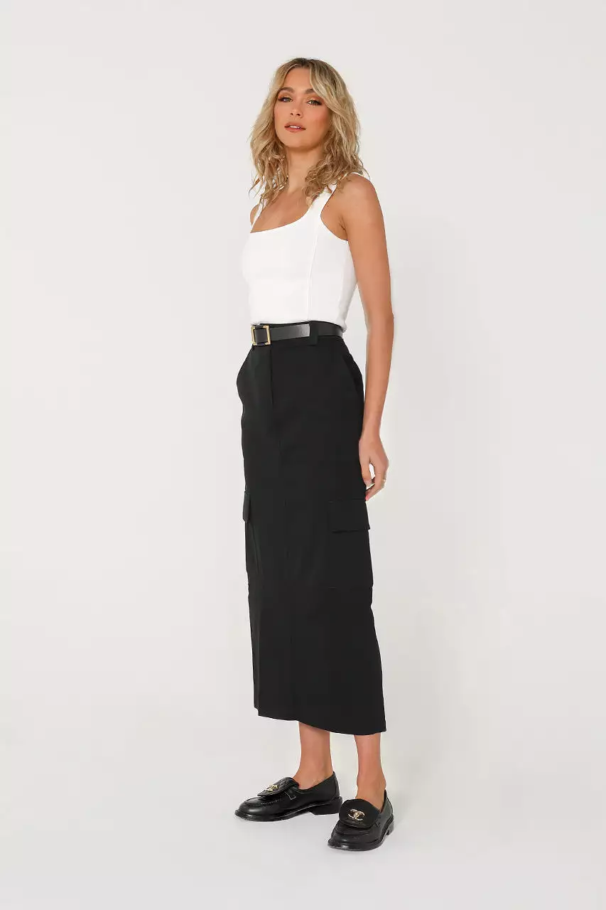 Lisa Cargo Maxi Skirt | Black