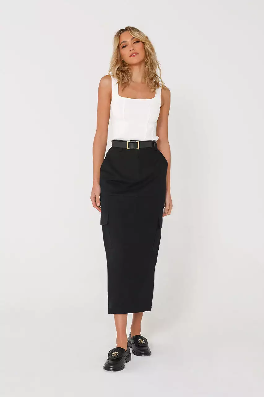 Lisa Cargo Maxi Skirt | Black