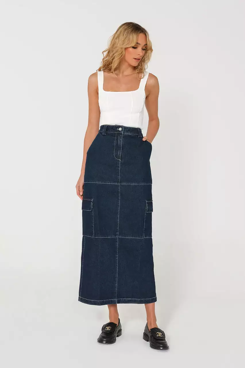 Lisa Cargo Maxi Skirt | Denim