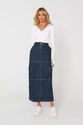 Lisa Cargo Maxi Skirt | Denim