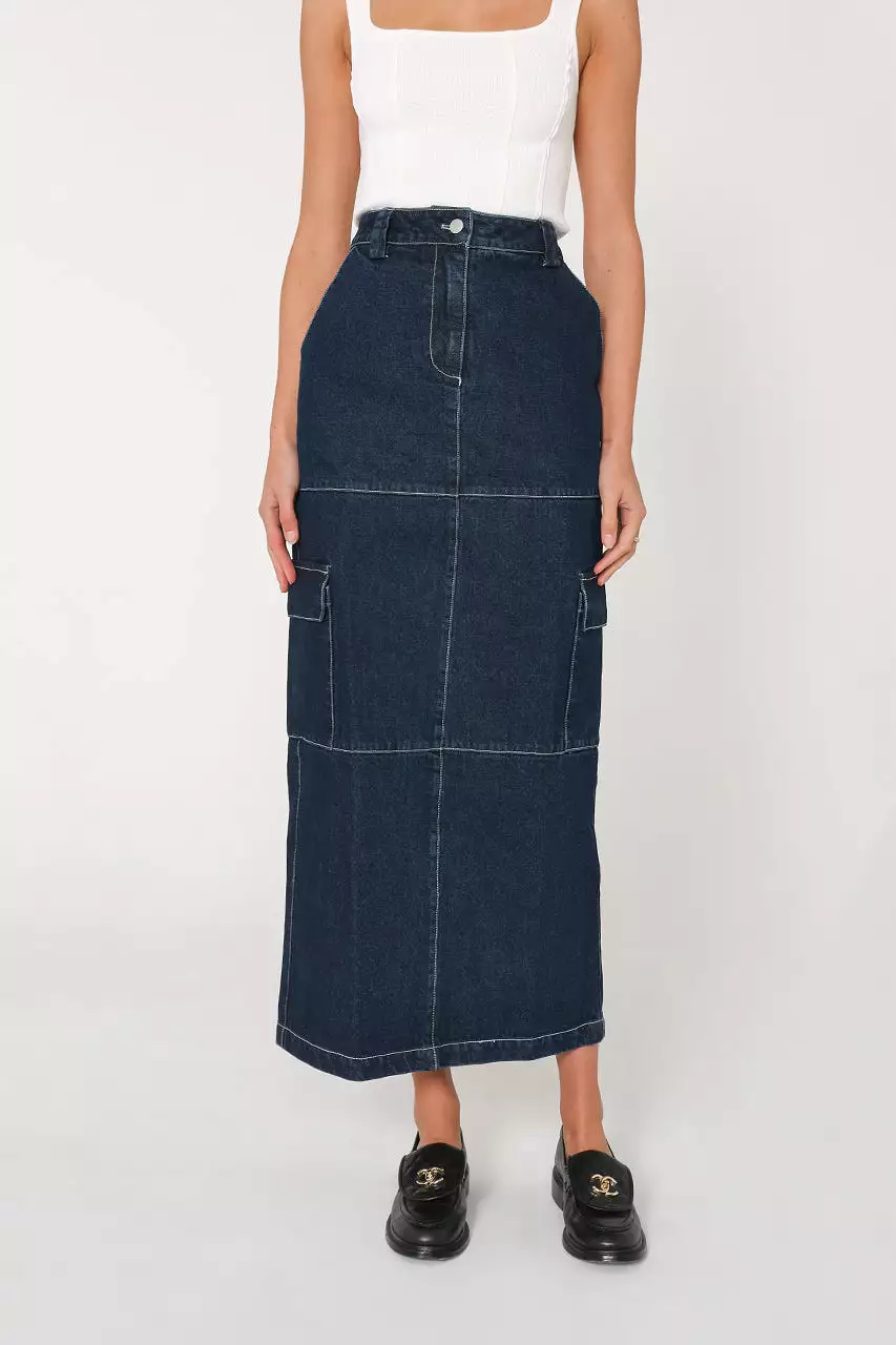 Lisa Cargo Maxi Skirt | Denim