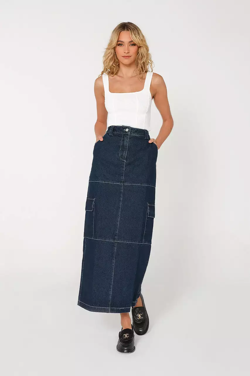 Lisa Cargo Maxi Skirt | Denim