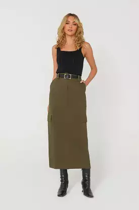 Lisa Cargo Maxi Skirt | Khaki