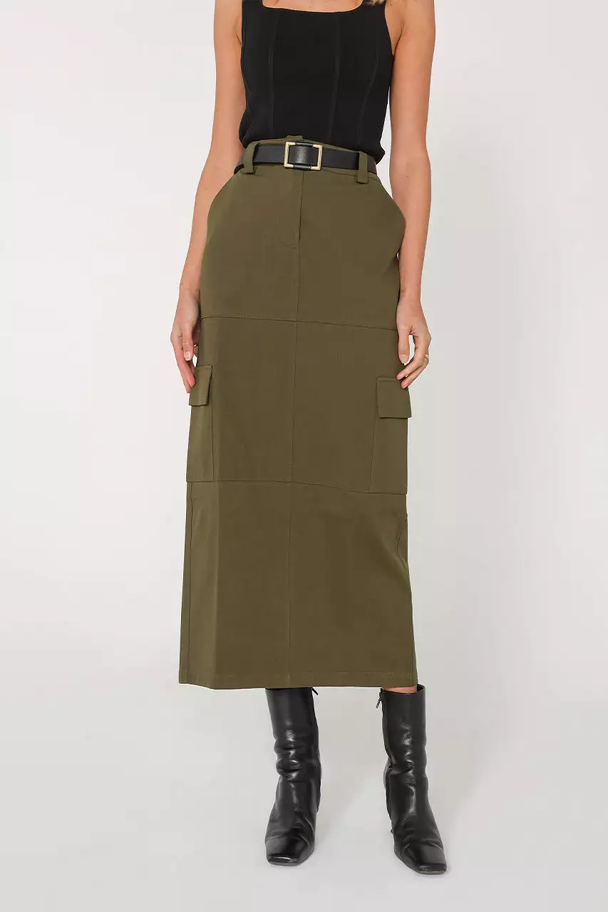 Lisa Cargo Maxi Skirt | Khaki