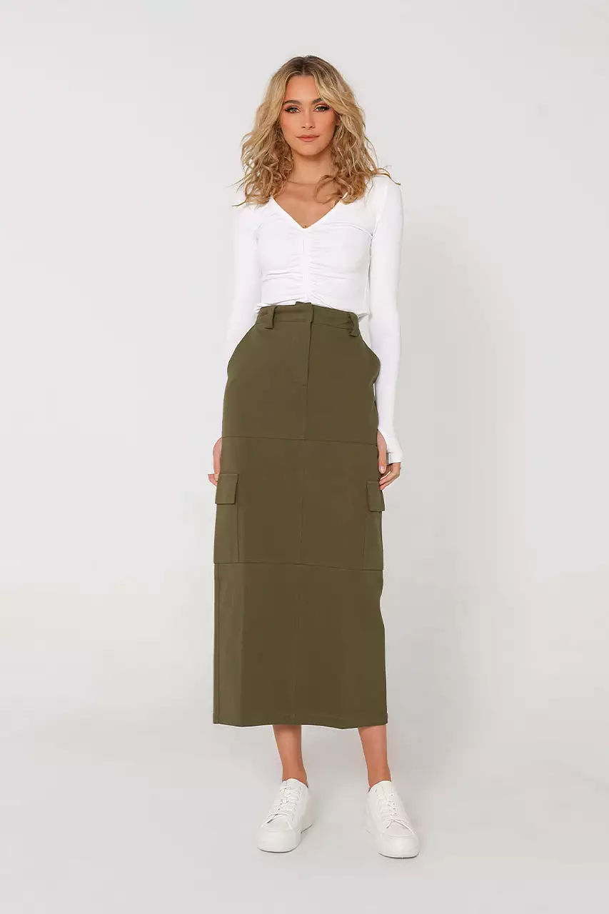 Lisa Cargo Maxi Skirt | Khaki