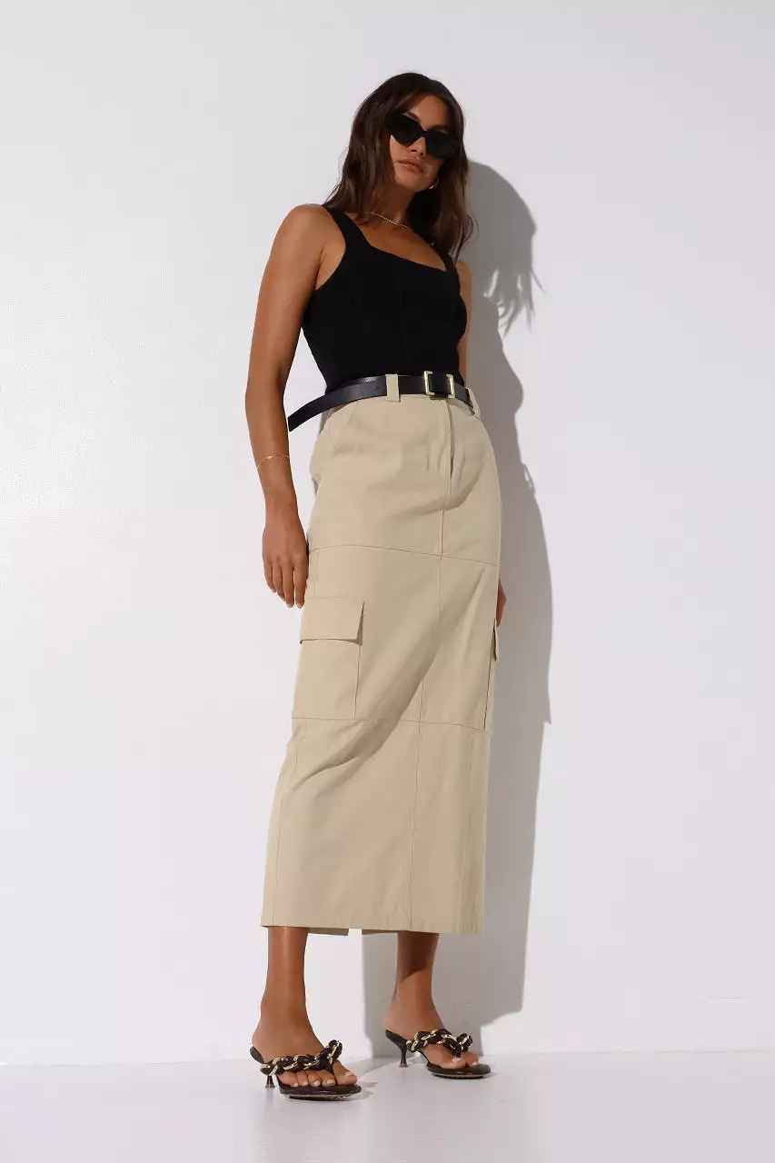 Lisa Cargo Maxi Skirt | Sand