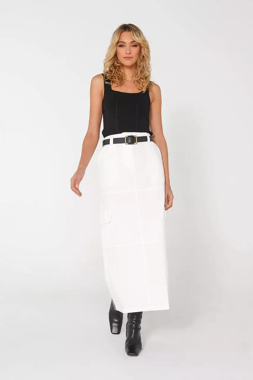 Lisa Cargo Maxi Skirt | White