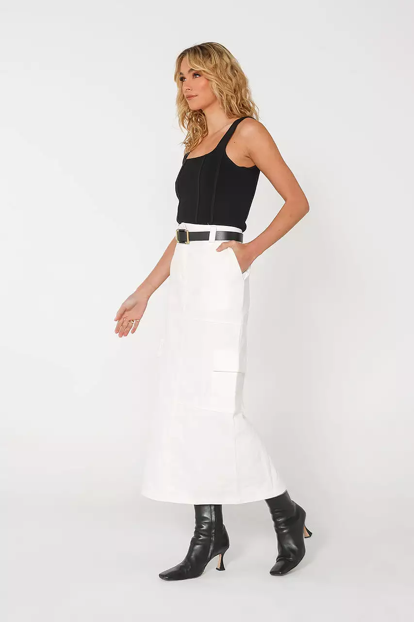 Lisa Cargo Maxi Skirt | White