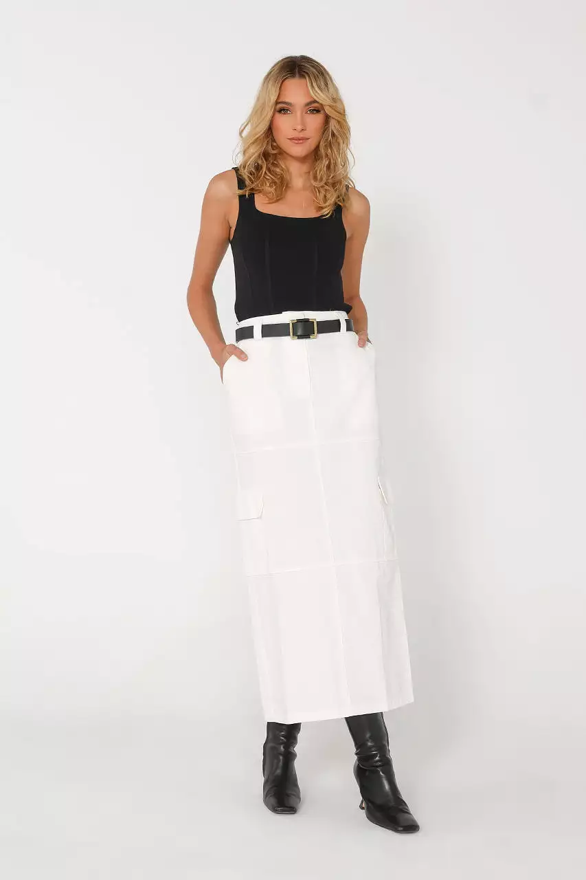 Lisa Cargo Maxi Skirt | White